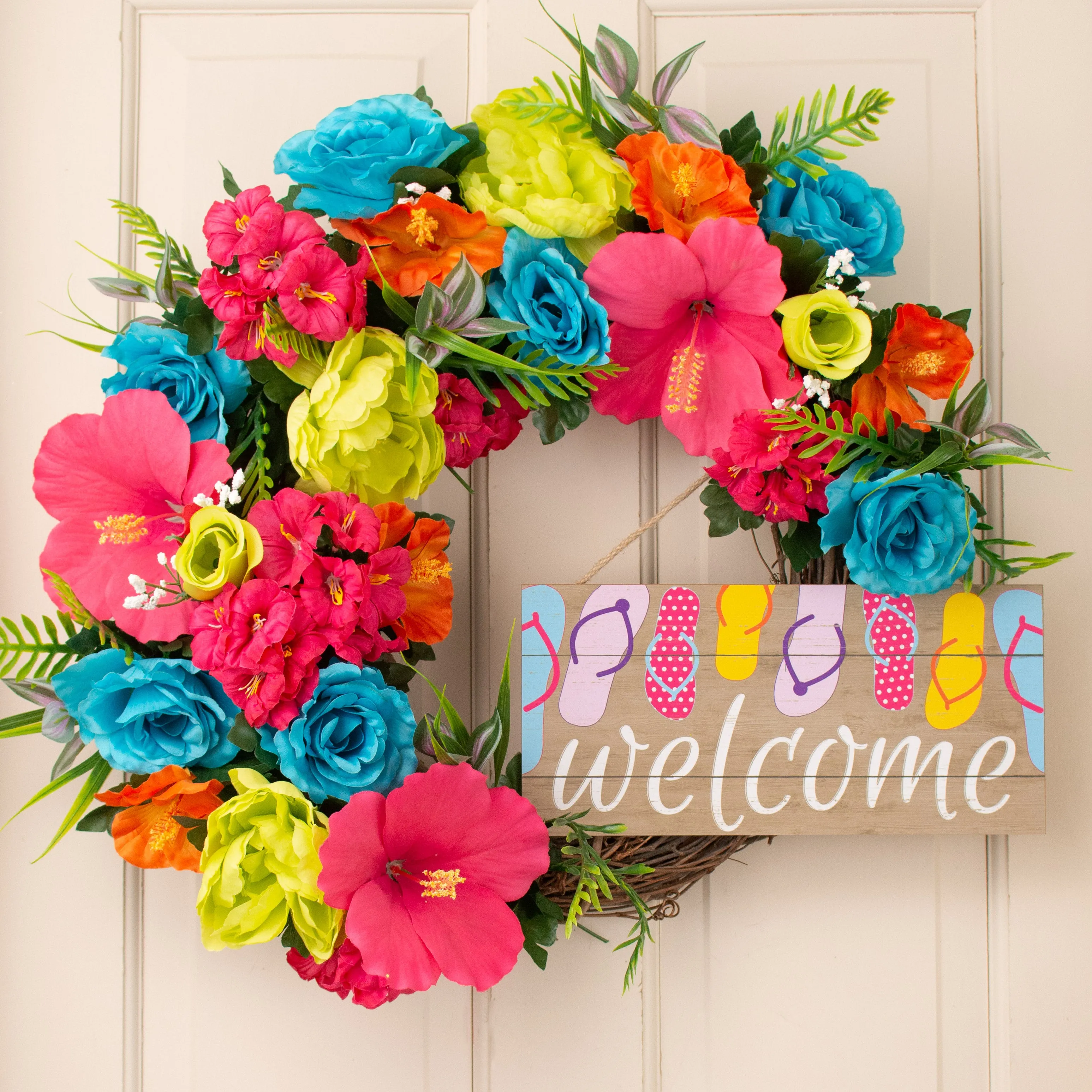 27" Hibiscus Spray: Fuchsia Pink