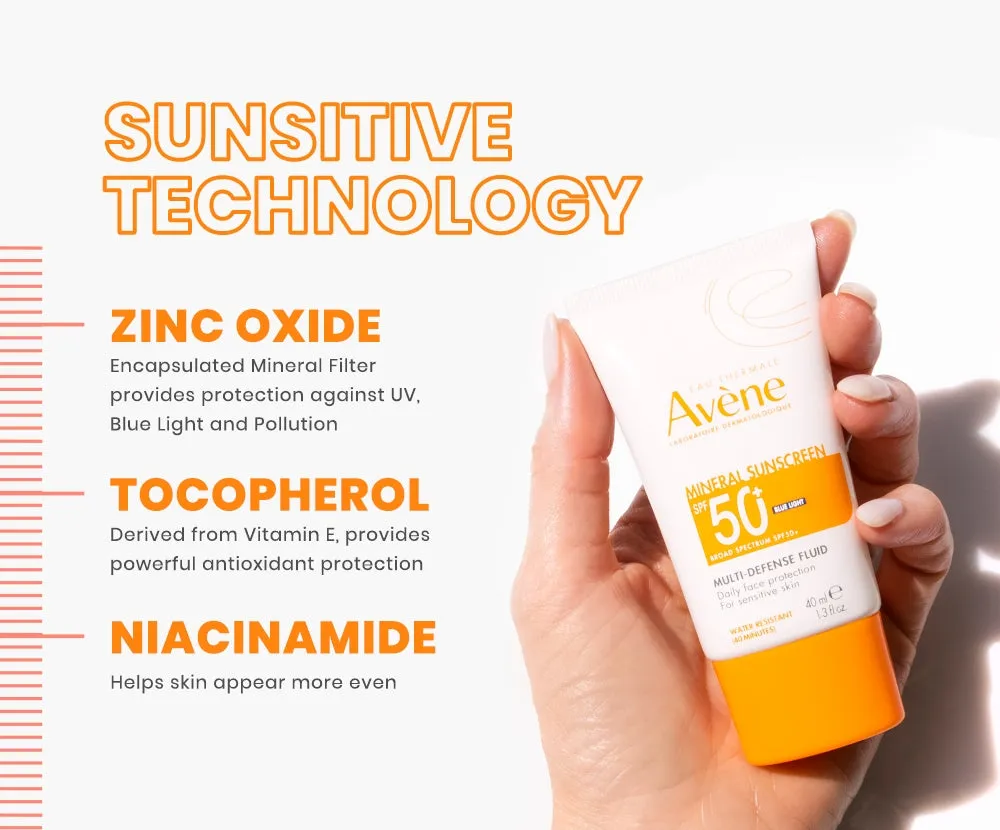 Avene Mineral Sunscreen SPF 50  Multi-Defense Fluid 1.3oz
