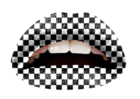 Black & White Checker Temporary Lip Tattoo