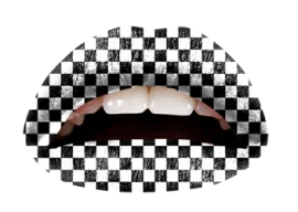 Black & White Checker Temporary Lip Tattoo