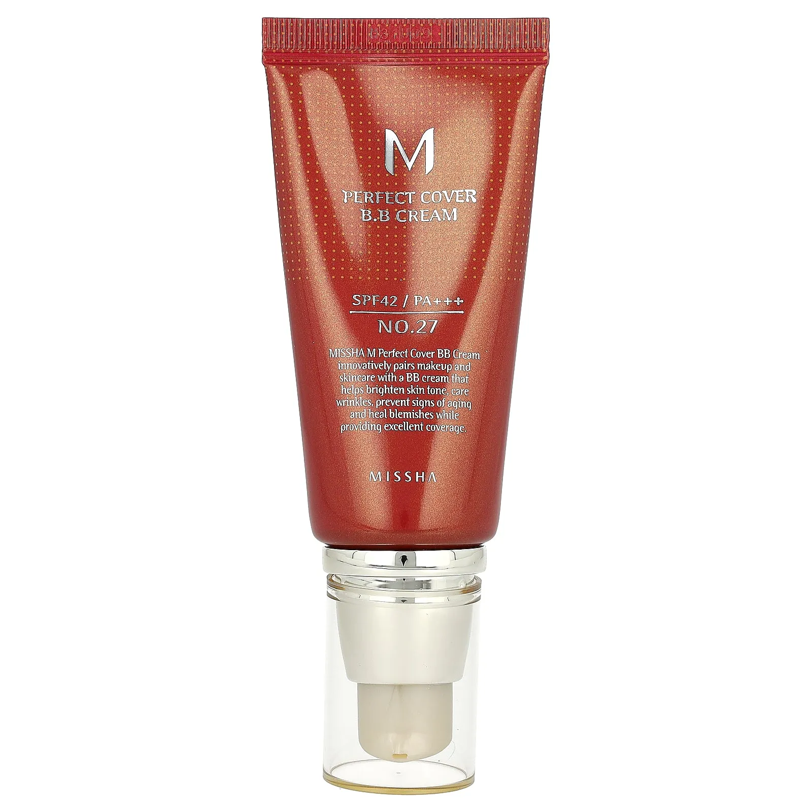 Missha, M Perfect Cover B.B Cream, SPF 42 PA   , No. 27 Honey Beige, 1.7 fl oz (50 ml)