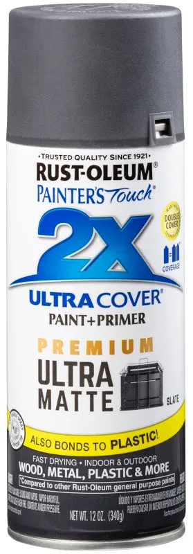 Rust-Oleum 331187 Spray Paint, Matte, Slate, 12 oz, Can :CAN: QUANTITY: 1