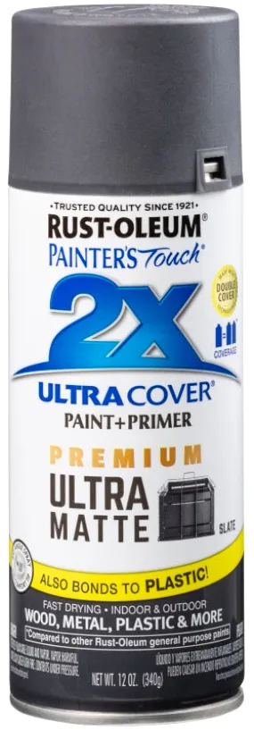 Rust-Oleum 331187 Spray Paint, Matte, Slate, 12 oz, Can :CAN: QUANTITY: 1