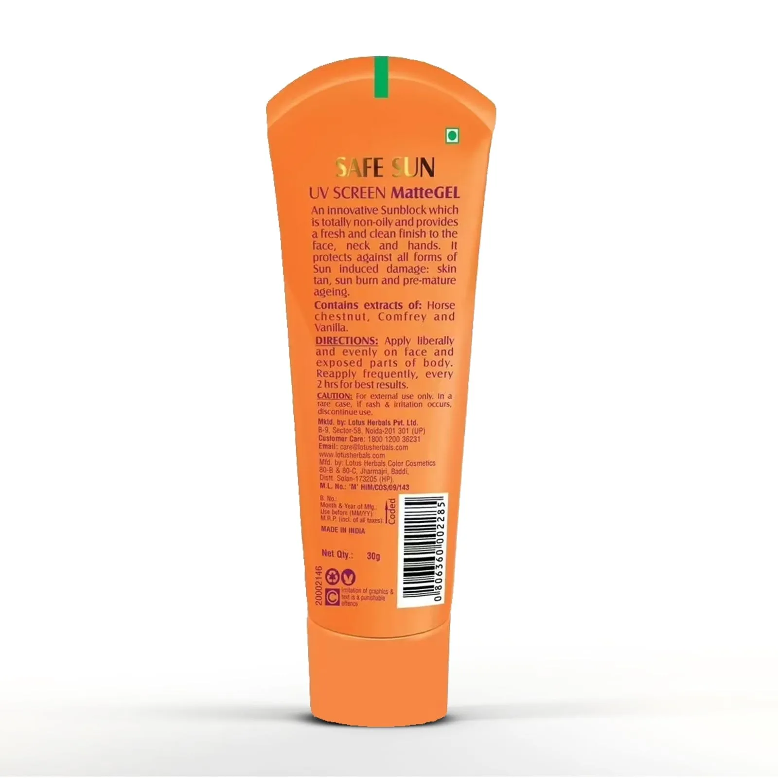 Safe Sun UV Screen MatteGEL Sunscreen SPF 50 PA   
