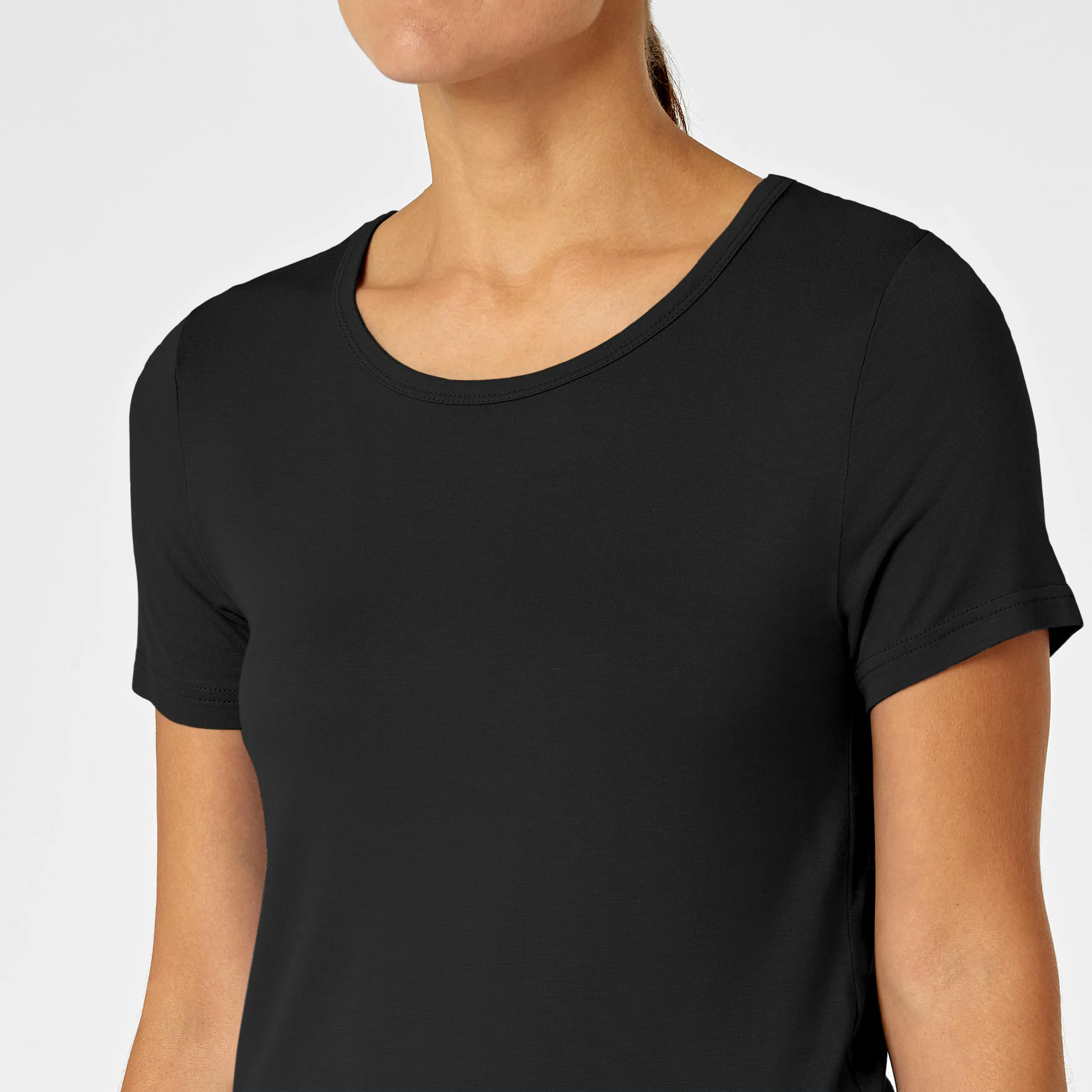 Silky Knit Short Sleeve Tee - Black