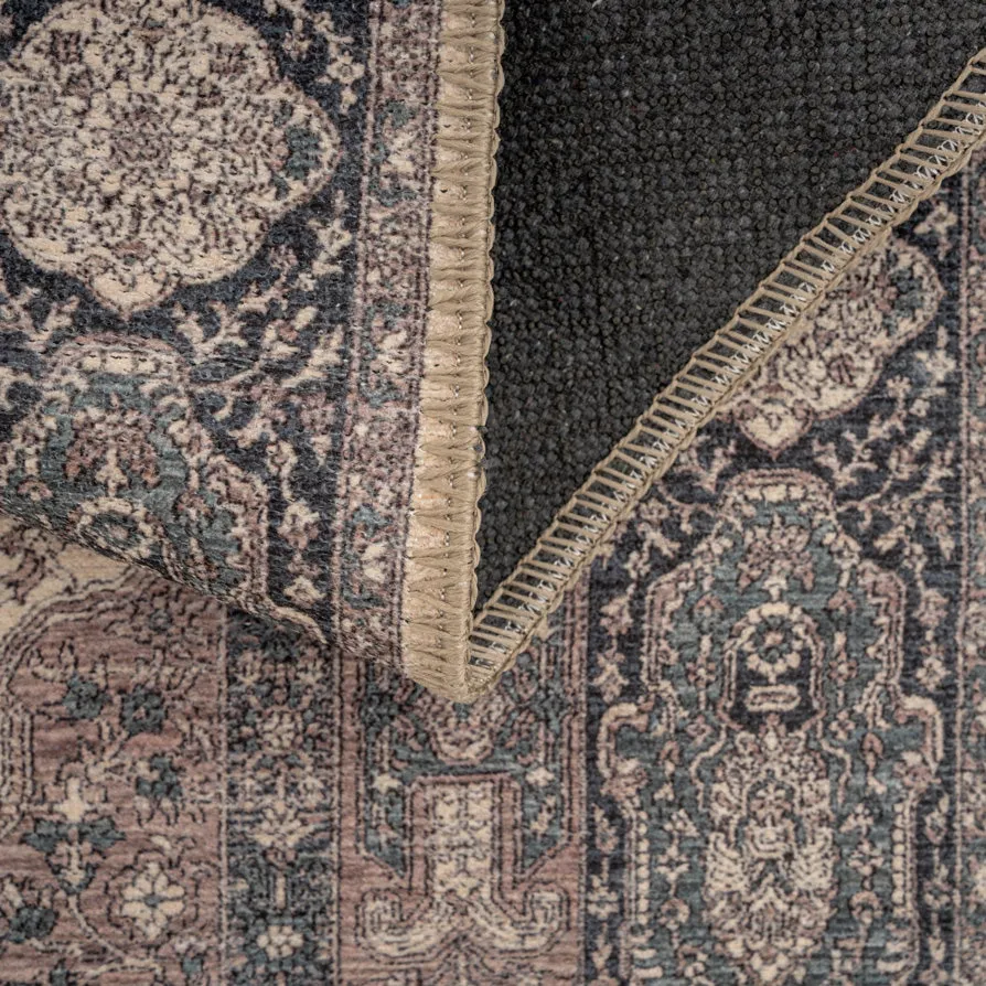 Teal Medallion Washable Area Rug - Caragh