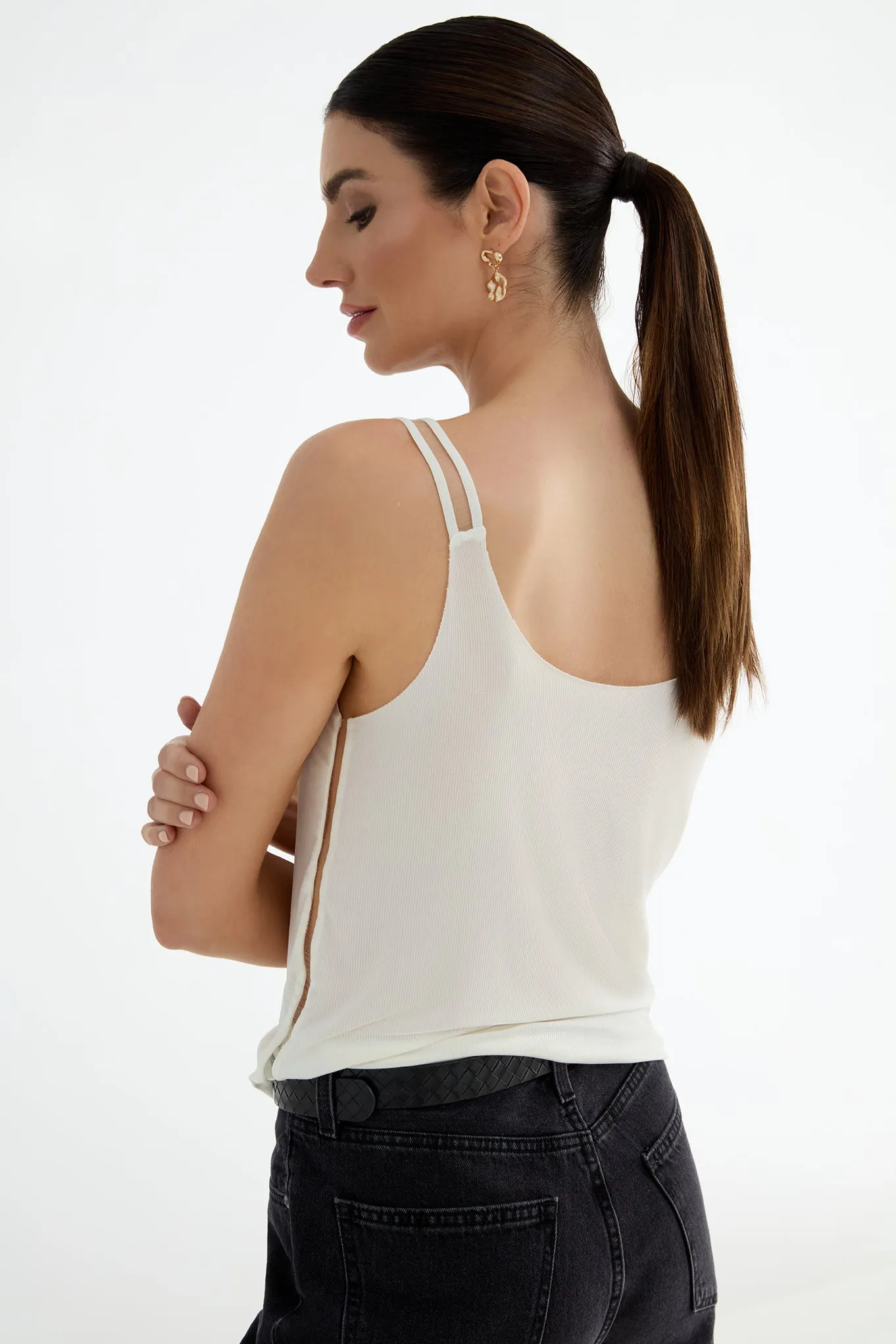 The Foundation Cami: Classic - Slim Rib Cupro - Salt