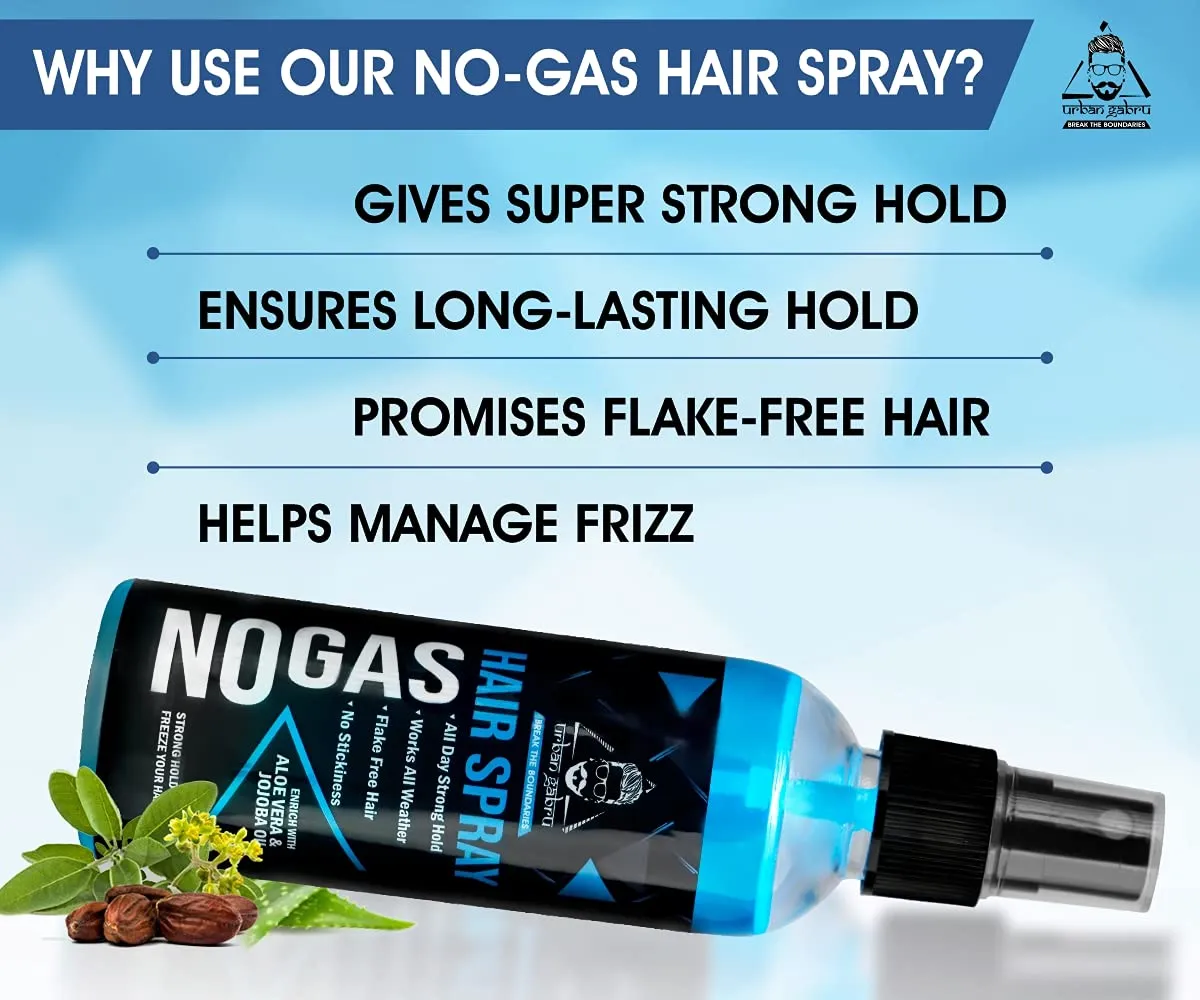 Urbangabru Hair Volumizing Powder wax (10 Gram)   Rebel Hair Wax (85 Gram)   No Gas Hair Spray (100 ML) - Men's Grooming Combo Kit